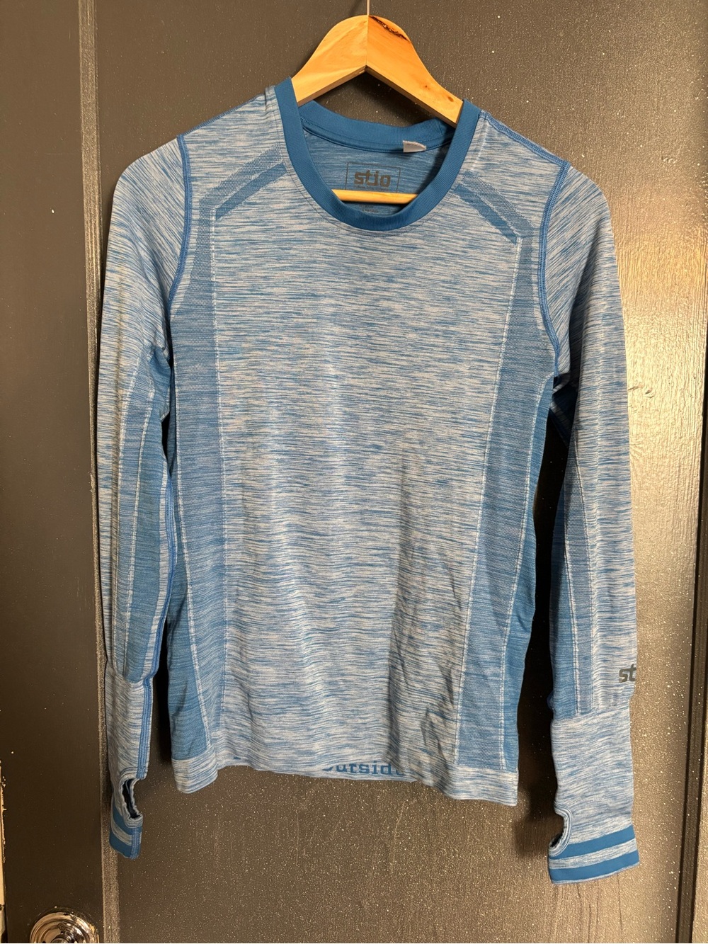 Stio Women's Heathered Light Blue Long Sleeve Crew